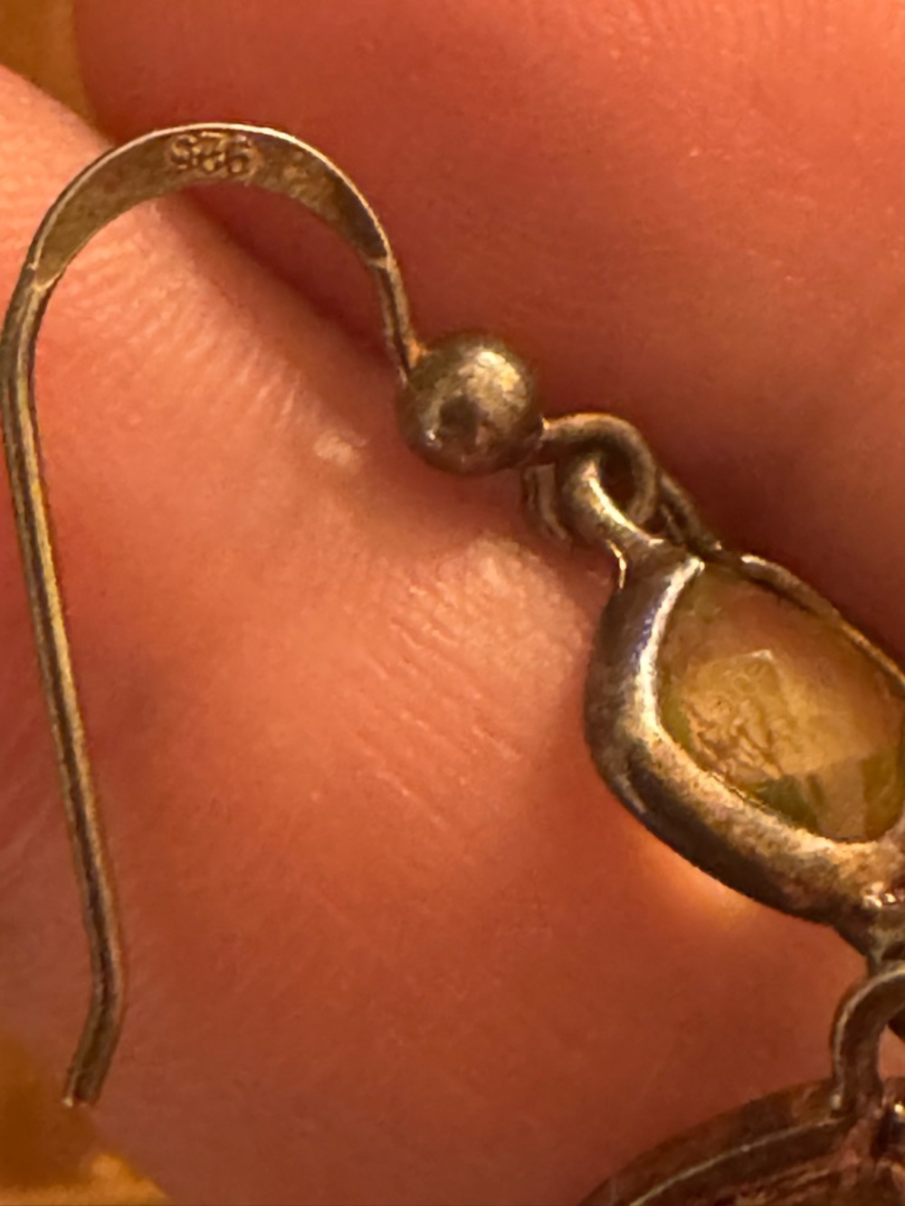 Lemon Quartz Crystal Sterling Drop Earrings - Picture 8 of 13
